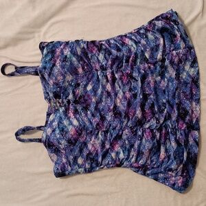 Torrid Wireless Lattice Front Fitted Tankini Top In Space Geo Size 1 (1X 14-16)